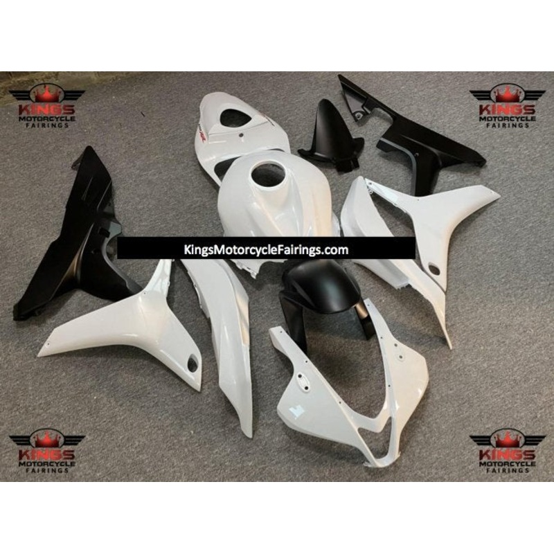Honda CBR600RR (2007-2008) White & Matte Black Fairings No Seat Cowl No Bolt Kit No Tank