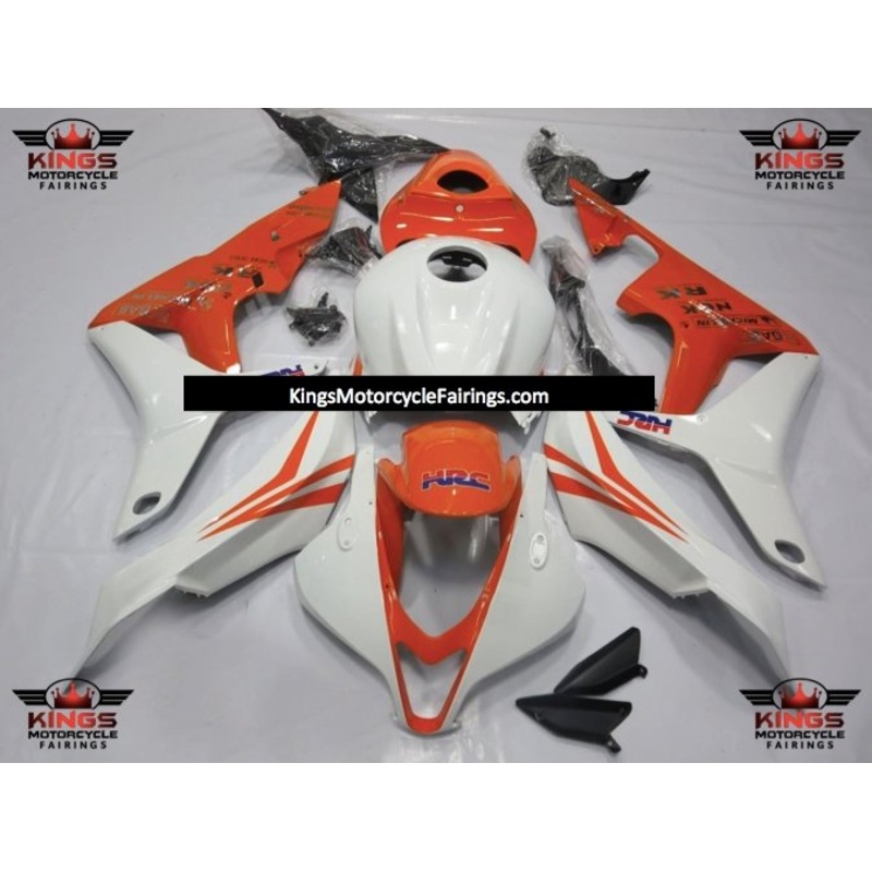 Honda CBR600RR (2007-2008) White & Orange HRC Fairings No Seat Cowl No Bolt Kit No Tank