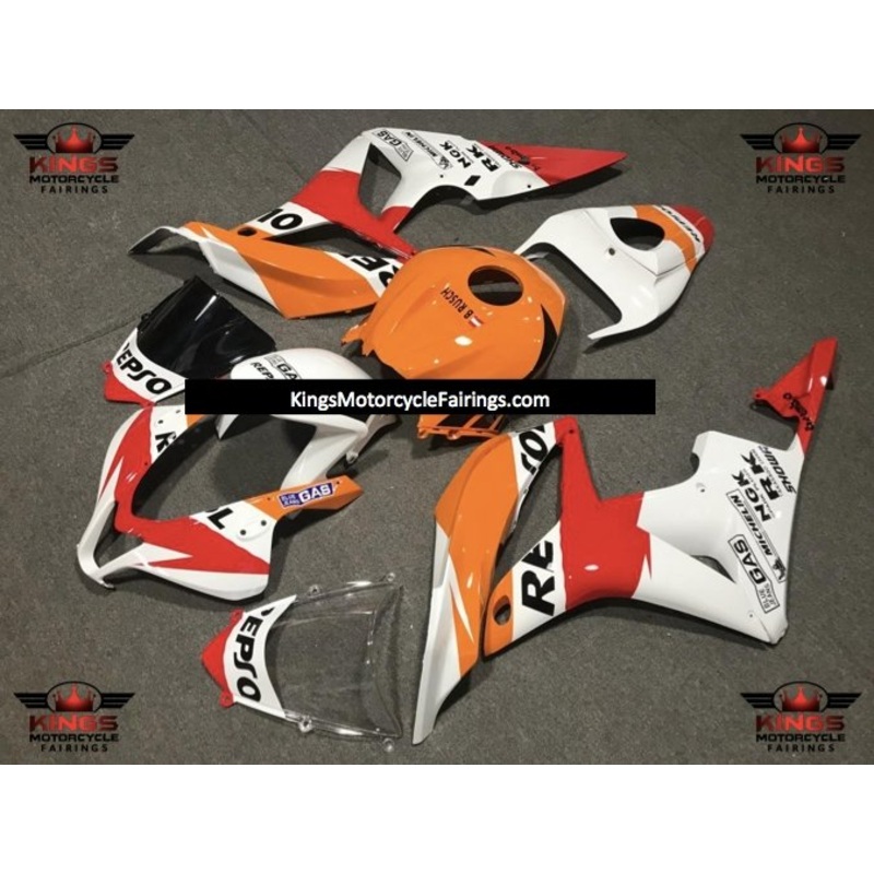 Honda CBR600RR (2007-2008) White, Orange & Red Repsol Fairings No Seat Cowl No Bolt Kit No Tank