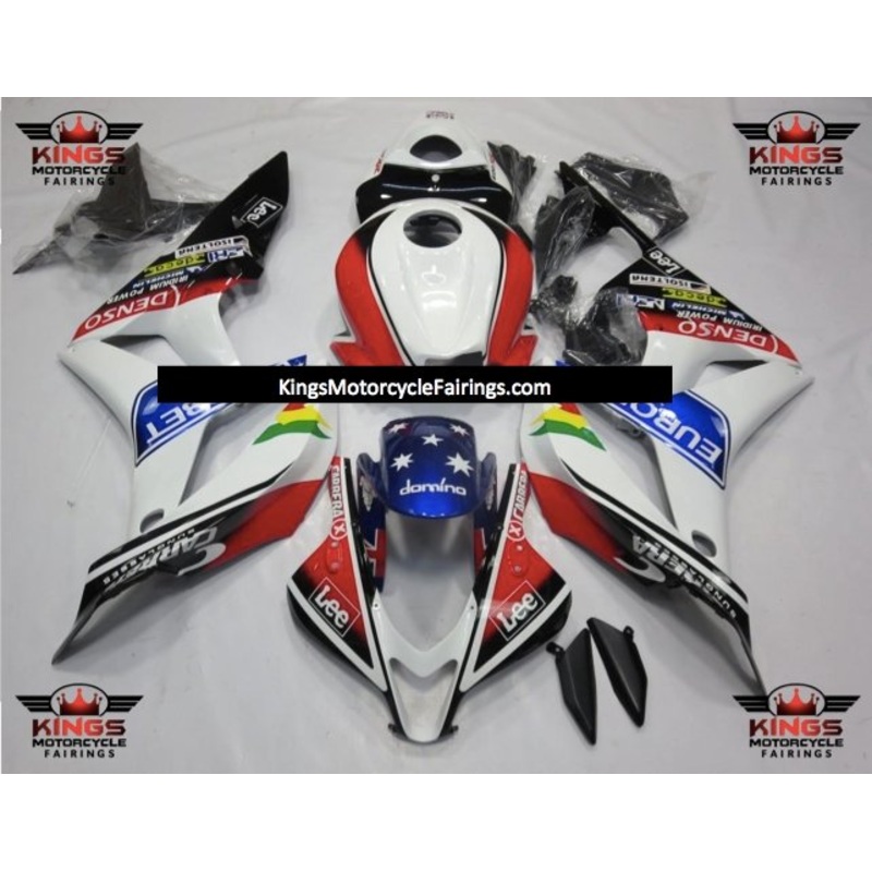 Honda CBR600RR (2007-2008) White, Red, Black & Blue Eurobet Fairings No Seat Cowl No Bolt Kit No Tank