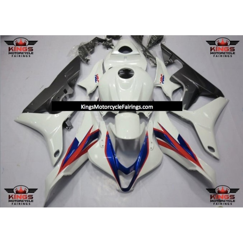 Honda CBR600RR (2007-2008) White, Red, Blue & Gray HRC Fairings No Seat Cowl No Bolt Kit No Tank
