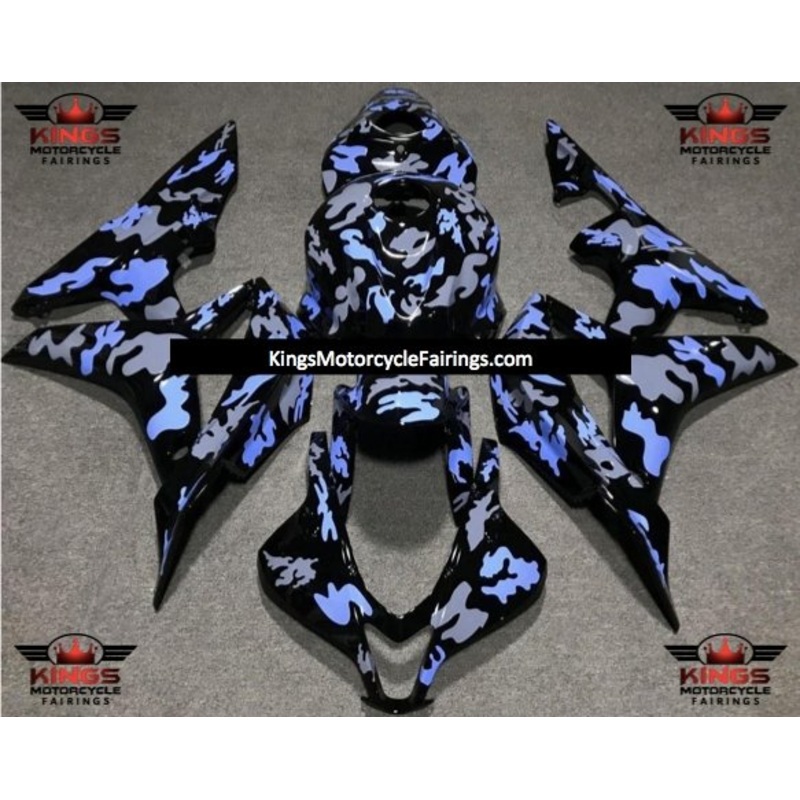 Honda CBR600RR (2007-2008) Black, Gray & Blue Camouflage Fairings No Seat Cowl No Bolt Kit No Tank