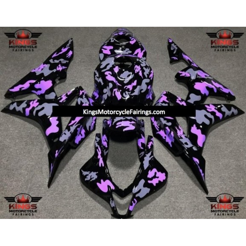 Honda CBR600RR (2007-2008) Black, Gray & Light Purple Camouflage Fairings No Seat Cowl No Bolt Kit No Tank