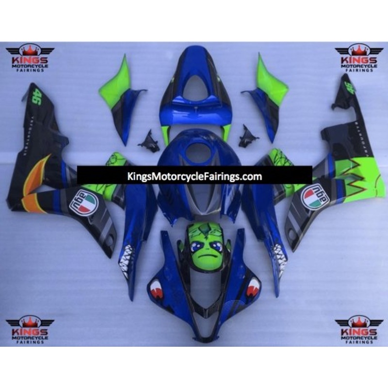 Honda CBR600RR (2007-2008) Blue, Green & Black Shark Fairings No Seat Cowl No Bolt Kit No Tank