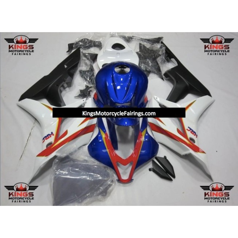 Honda CBR600RR (2007-2008) Blue, White, Red, Black & Yellow HRC Fairings No Seat Cowl No Bolt Kit No Tank