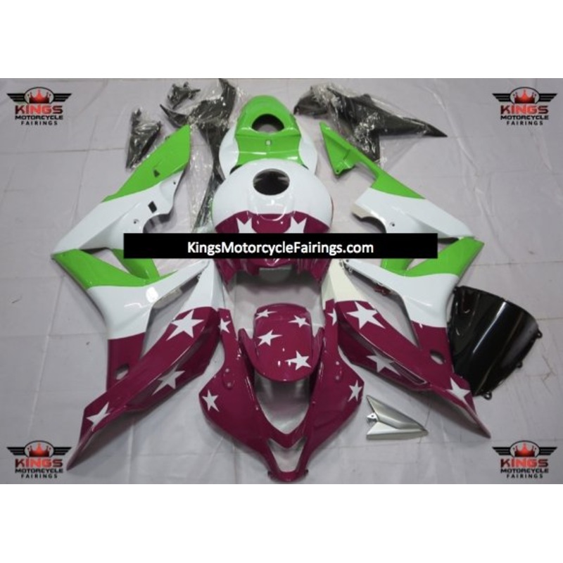 Honda CBR600RR (2007-2008) Burgundy Red, White, Green, Stars & Stripes Fairings No Seat Cowl No Bolt Kit No Tank