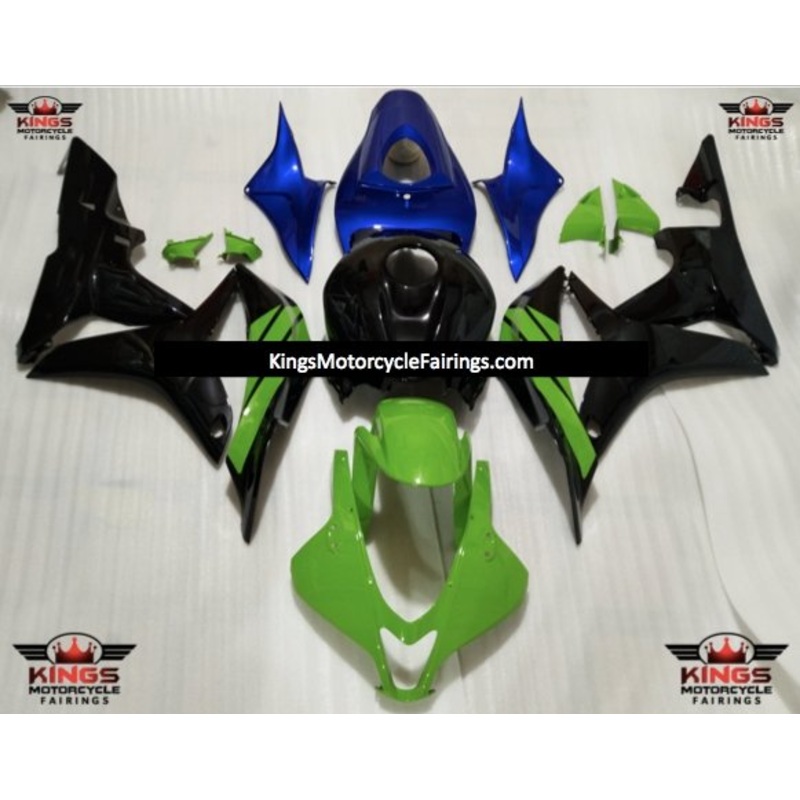 Honda CBR600RR (2007-2008) Green, Black, Blue Fairings No Seat Cowl No Bolt Kit No Tank