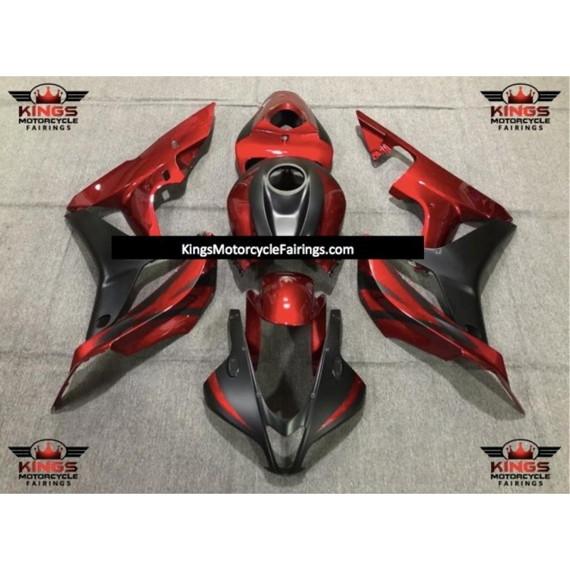 Honda CBR600RR (2007-2008) Matte Black & Candy Apple Red Fairings No Seat Cowl No Bolt Kit No Tank