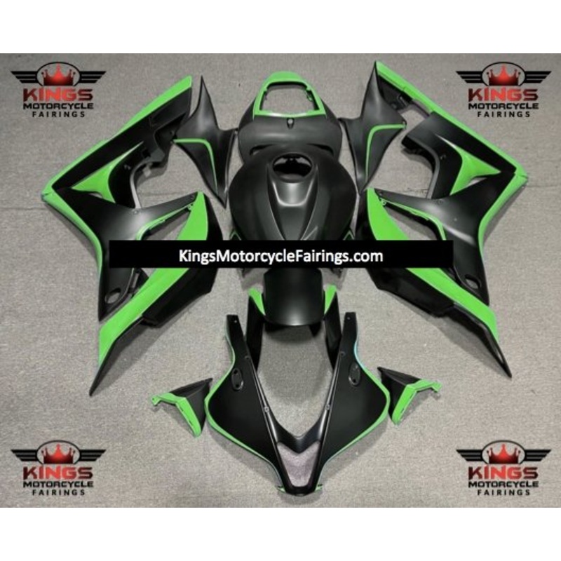 Honda CBR600RR (2007-2008) Matte Black & Green Fairings No Seat Cowl No Bolt Kit No Tank