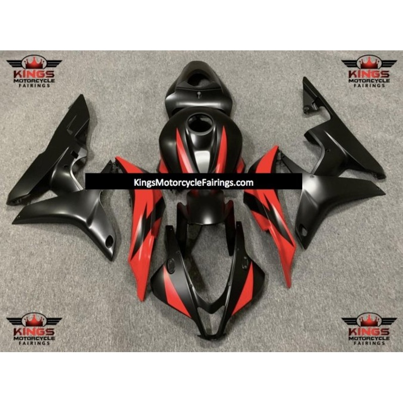 Honda CBR600RR (2007-2008) Matte Black, Matte Red Fairings No Seat Cowl No Bolt Kit No Tank