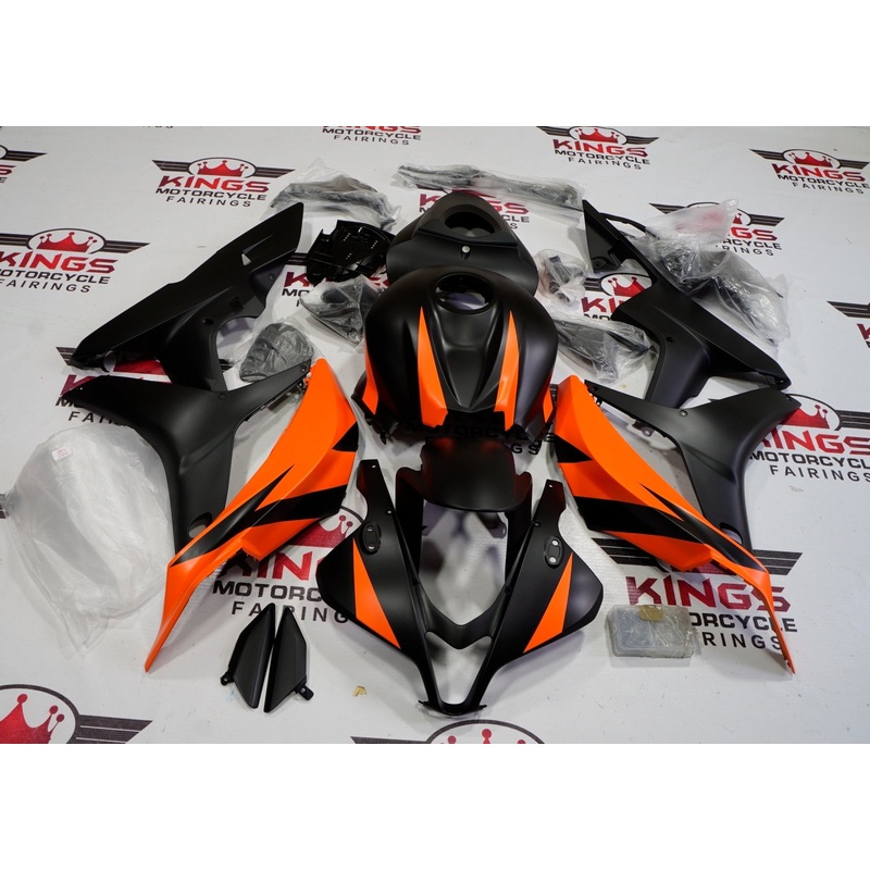 Honda CBR600RR (2007-2008) Matte Black & Orange Fairings No Seat Cowl No Bolt Kit No Tank