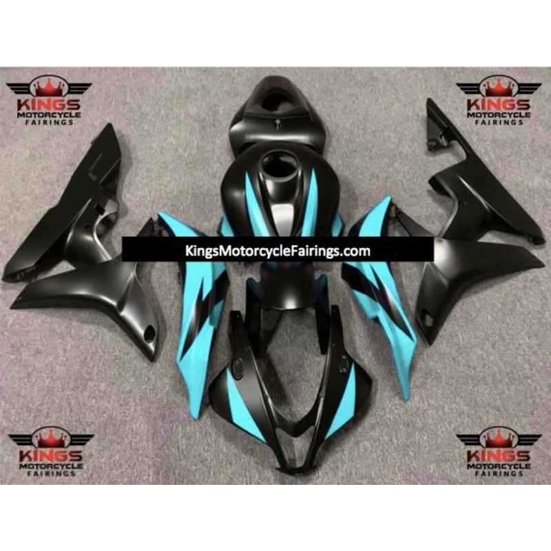 Honda CBR600RR (2007-2008) Matte Black & Turquoise Blue Fairings No Seat Cowl No Bolt Kit No Tank