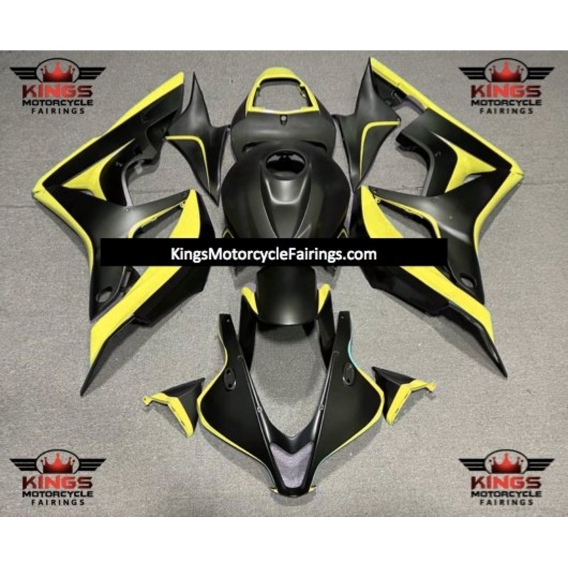 Honda CBR600RR (2007-2008) Matte Black & Yellow Fairings No Seat Cowl No Bolt Kit No Tank
