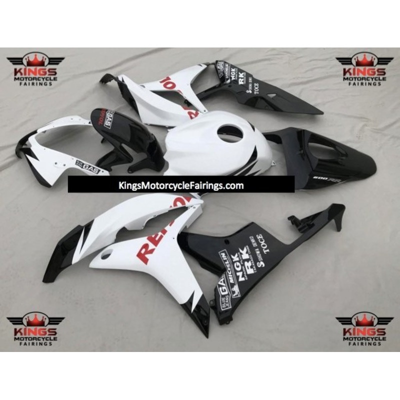 Honda CBR600RR (2007-2008) Matte White, Gloss Black & Red Repsol Fairings No Seat Cowl No Bolt Kit No Tank
