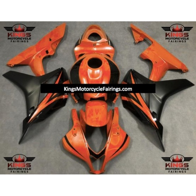 Honda CBR600RR (2007-2008) Orange, Black & Matte Black Fairings No Seat Cowl No Bolt Kit No Tank