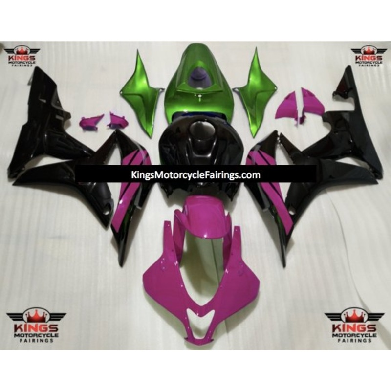 Honda CBR600RR (2007-2008) Pink, Black & Green Fairings No Seat Cowl No Bolt Kit No Tank