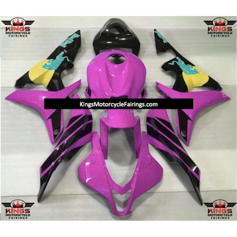 Honda CBR600RR (2007-2008) Pink, Black, Yellow & Turquoise Blue RedBull Fairings No Seat Cowl No Bolt Kit No Tank