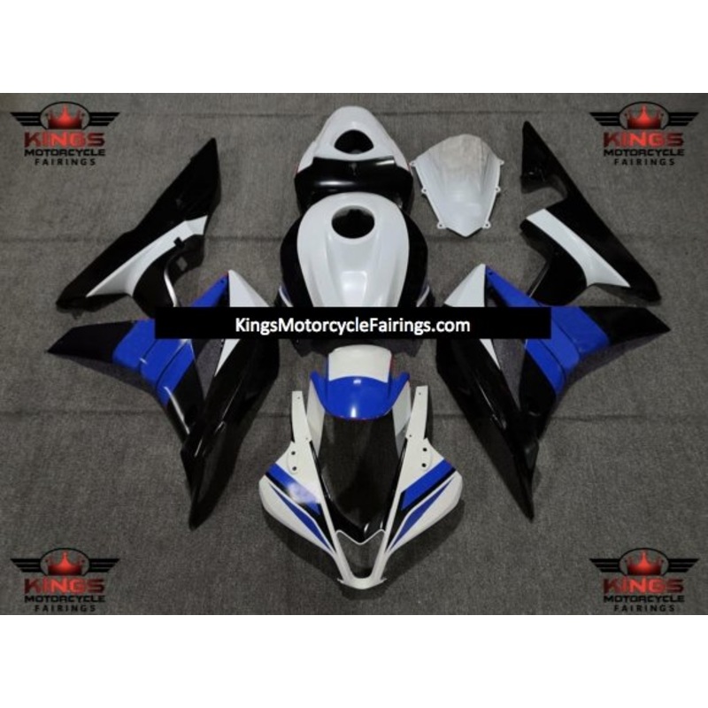 Honda CBR600RR (2007-2008) White, Black & Blue Fairings No Seat Cowl No Bolt Kit No Tank