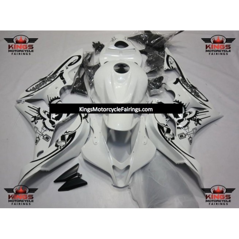 Honda CBR600RR (2007-2008) White, Black, Gears & Skulls Fairings No Seat Cowl No Bolt Kit No Tank