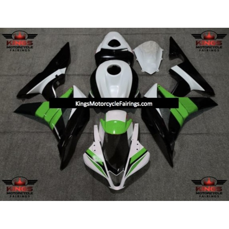Honda CBR600RR (2007-2008) White, Black & Green Fairings No Seat Cowl No Bolt Kit No Tank
