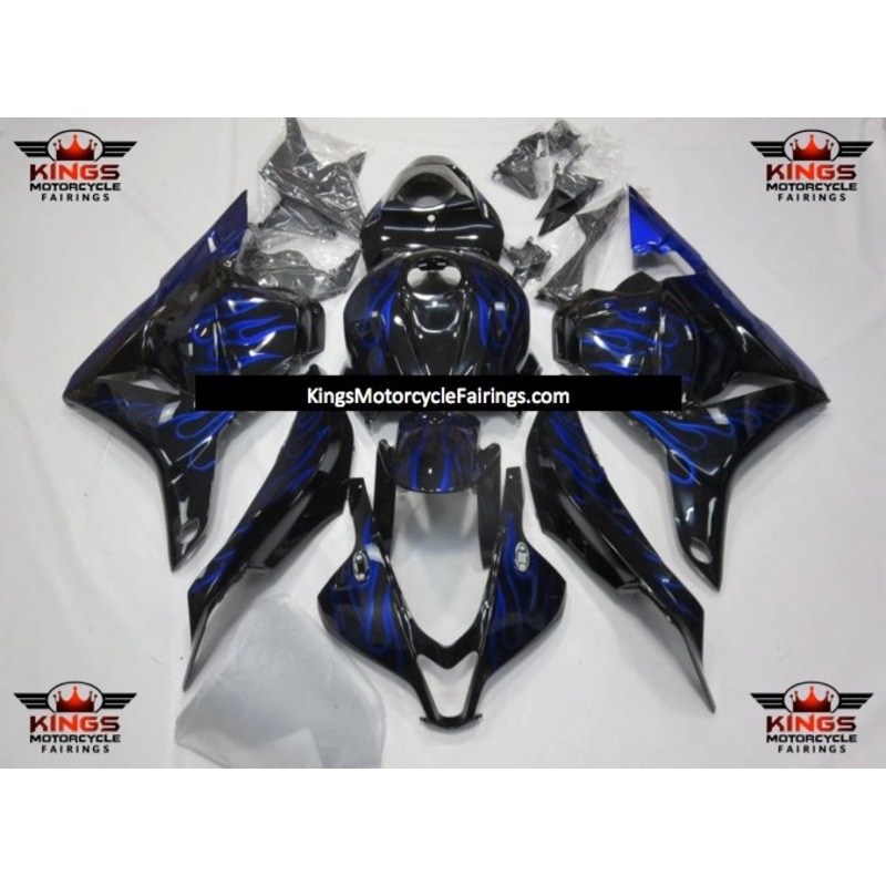 Honda CBR600RR (2009-2012) Black & Blue Flame Fairings No Seat Cowl No Bolt Kit No Tank