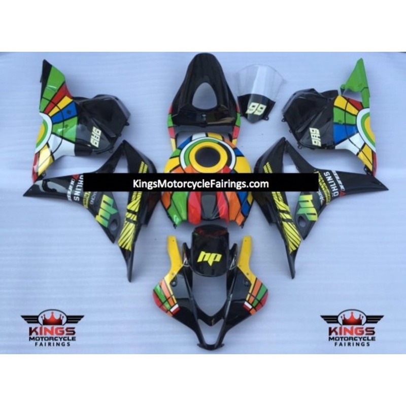 Honda CBR600RR (2009-2012) Black & Multi Color HP 99 Fairings No Seat Cowl No Bolt Kit No Tank