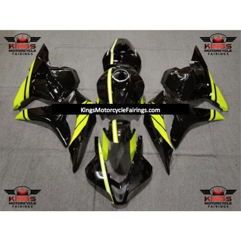 Honda CBR600RR (2009-2012) Black & Neon Yellow Stripe Fairings No Seat Cowl No Bolt Kit No Tank