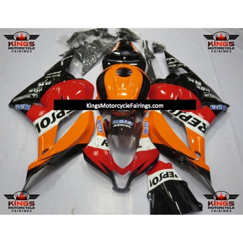 Honda CBR600RR (2009-2012) Black, Orange, Red & White Repsol Fairings No Seat Cowl No Bolt Kit No Tank