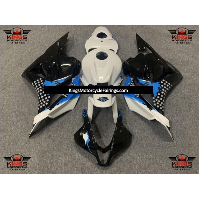 Honda CBR600RR (2009-2012) Black, White, Blue Splatter Fairings No Seat Cowl No Bolt Kit No Tank