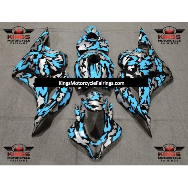 Honda CBR600RR (2009-2012) Blue, Grey & Black Camouflage Fairings No Seat Cowl No Bolt Kit No Tank