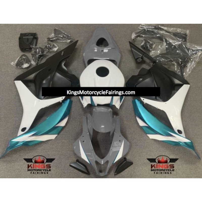 Honda CBR600RR (2009-2012) Gray, White, Turquoise Blue & Matte Black Fairings No Seat Cowl No Bolt Kit No Tank