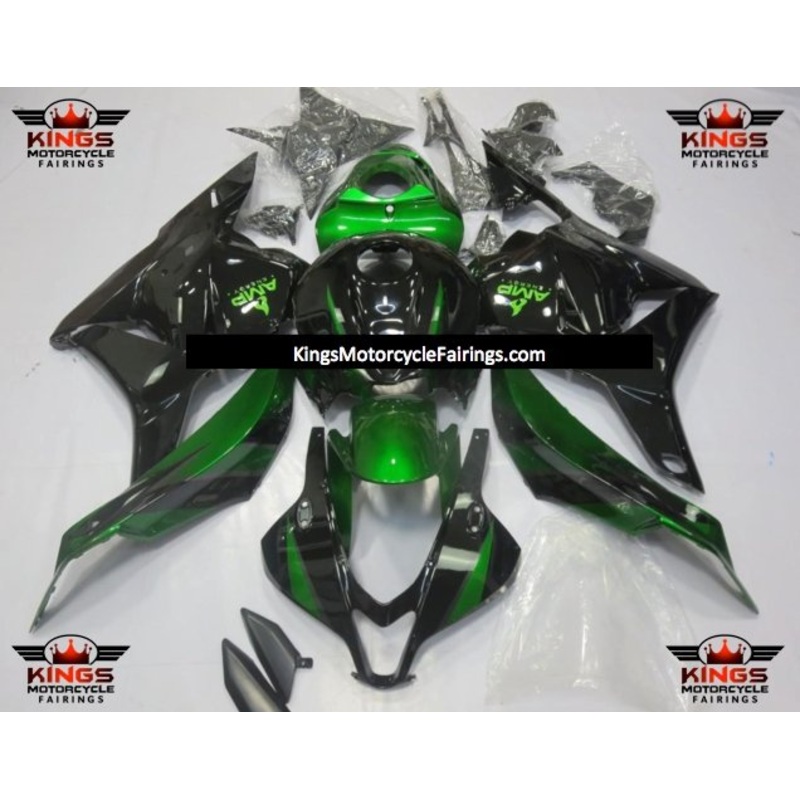 Honda CBR600RR (2009-2012) Green & Black AMP Fairings No Seat Cowl No Bolt Kit No Tank