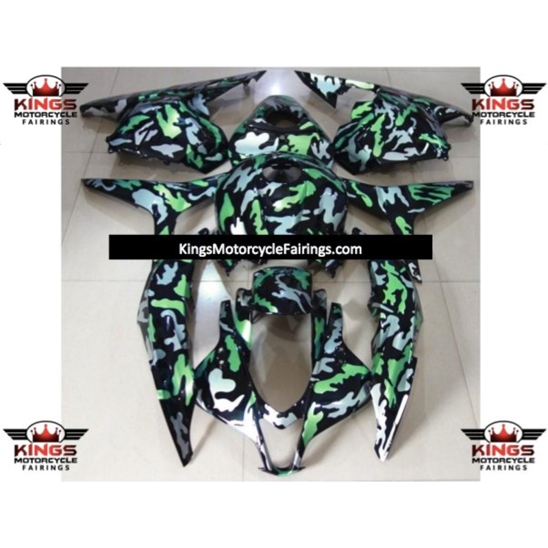 Honda CBR600RR (2009-2012) Green & Black Camouflage Fairings No Seat Cowl No Bolt Kit No Tank
