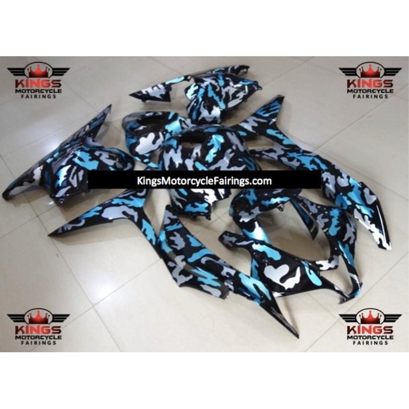 Honda CBR600RR (2009-2012) Light Blue, Grey & Black Camouflage Fairings No Seat Cowl No Bolt Kit No Tank