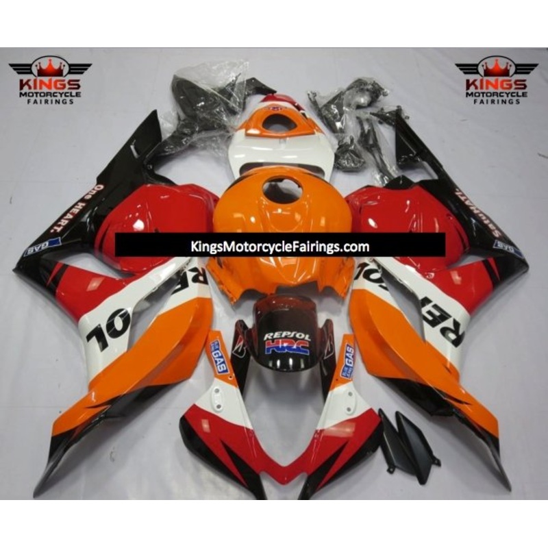 Honda CBR600RR (2009-2012)  Orange, Red, White & Black Repsol Fairings No Seat Cowl No Bolt Kit No Tank