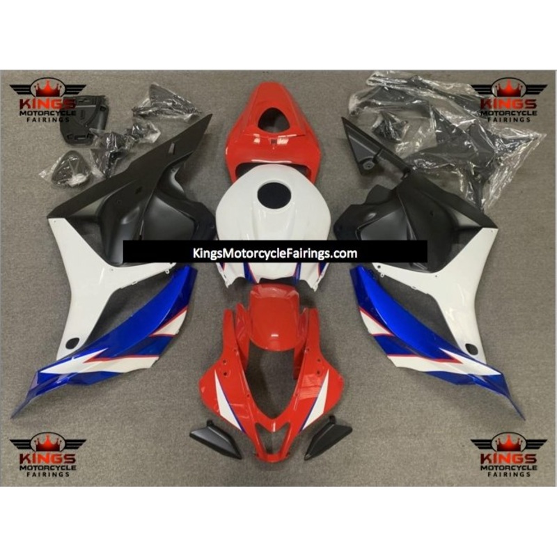 Honda CBR600RR (2009-2012) Red, Blue, White & Matte Black Fairings No Seat Cowl No Bolt Kit No Tank