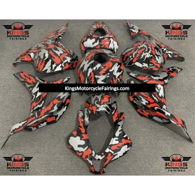 Honda CBR600RR (2009-2012) Red, Gray & Black Camouflage Fairings No Seat Cowl No Bolt Kit No Tank