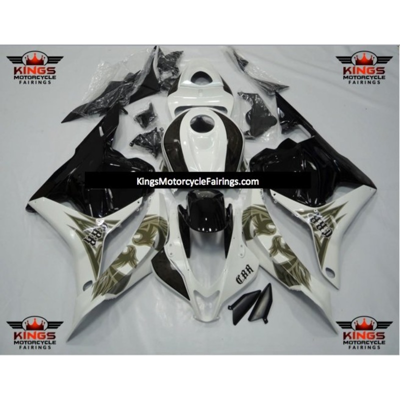 Honda CBR600RR (2009-2012) White & Black Eagle Fairings No Seat Cowl No Bolt Kit No Tank