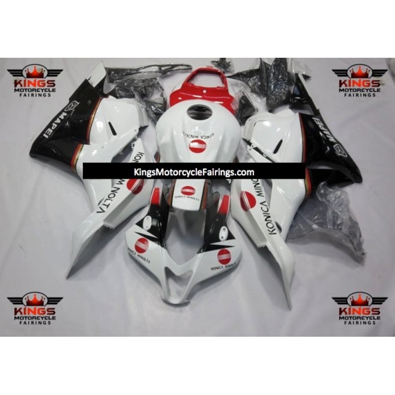 Honda CBR600RR (2009-2012) White, Black, Red & Gold Konica Minolta Fairings No Seat Cowl No Bolt Kit No Tank