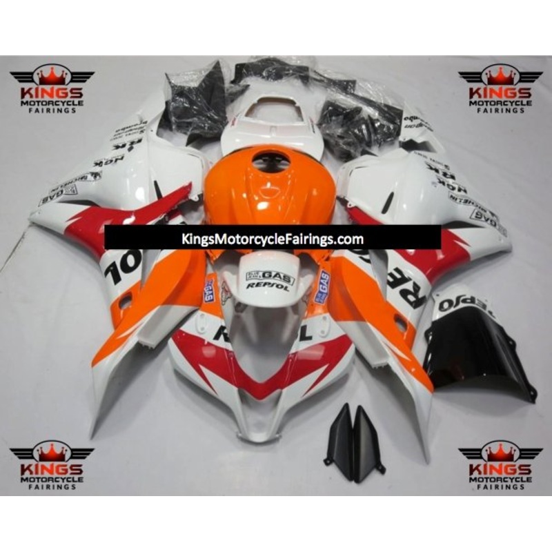 Honda CBR600RR (2009-2012) White, Bright Orange & Red Repsol Fairings No Seat Cowl No Bolt Kit No Tank