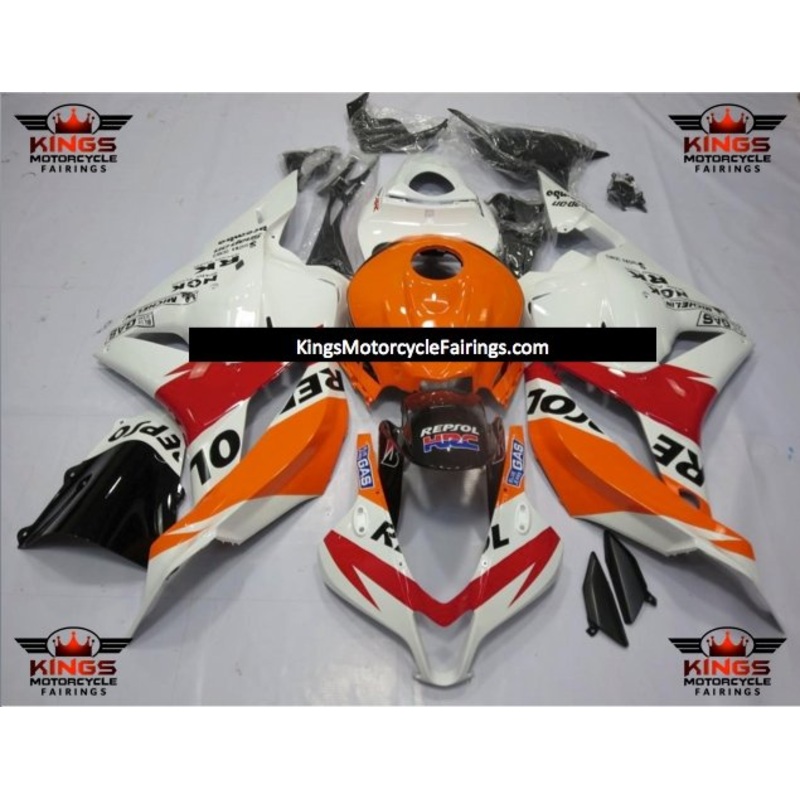Honda CBR600RR (2009-2012) White, Orange, Red & Black Repsol Fairings No Seat Cowl No Bolt Kit No Tank