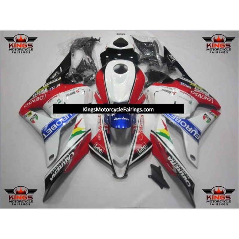 Honda CBR600RR (2009-2012) White, Red, Black & Blue Eurobet Fairings No Seat Cowl No Bolt Kit No Tank