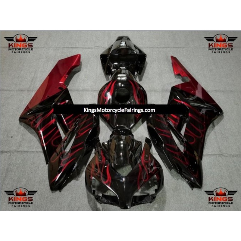 Honda CBR1000RR (2004-2005) Black & Red Flame Fairings No Seat Cowl No Bolt Kit No Tank