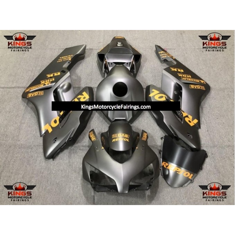 Honda CBR1000RR (2004-2005) Matte Black & Yellow Repsol Fairings No Seat Cowl No Bolt Kit No Tank
