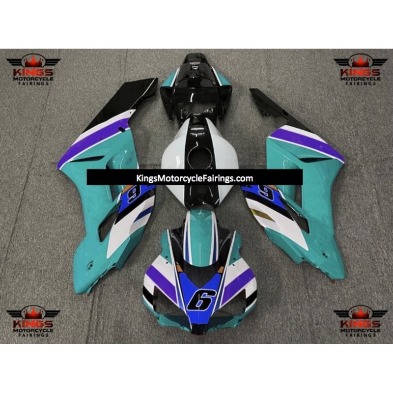 Honda CBR1000RR (2004-2005) Turquoise Blue, White, Black & Purple Multicolored #6 Fairings No Seat Cowl No Bolt Kit No Tank