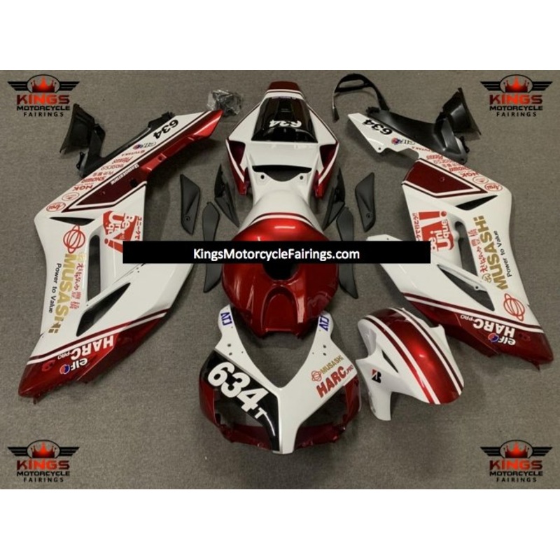 Honda CBR1000RR (2004-2005) White & Candy Apple Red Musashi Fairings No Seat Cowl No Bolt Kit No Tank