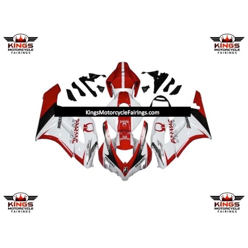 Honda CBR1000RR (2004-2005) White, Red, Black Pramac Bridgestone Fairings No Seat Cowl No Bolt Kit No Tank