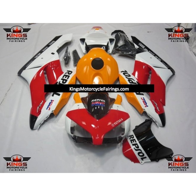 Honda CBR1000RR (2004-2005) White, Red & Orange Repsol Fairings No Seat Cowl No Bolt Kit No Tank