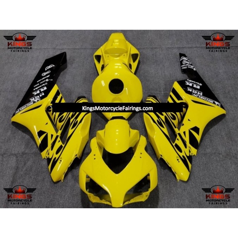 Honda CBR1000RR (2004-2005) Yellow & Black Tribal Fairings No Seat Cowl No Bolt Kit No Tank