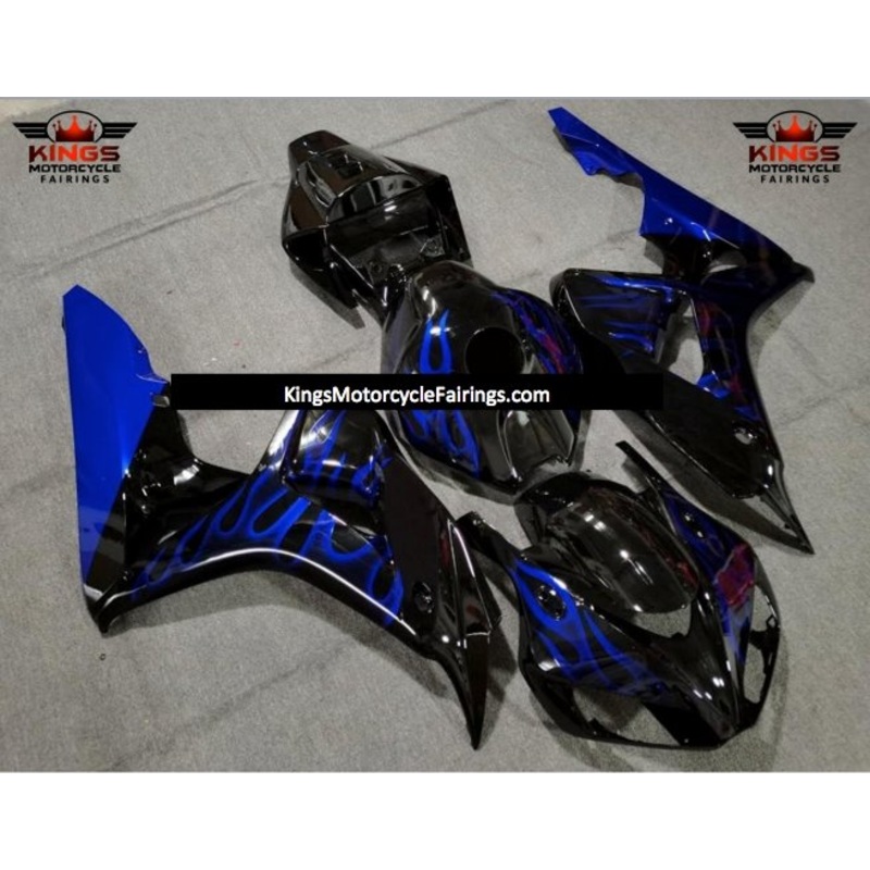 Honda CBR1000RR (2006-2007) Black & Blue Flame Fairings No Seat Cowl No Bolt Kit No Tank